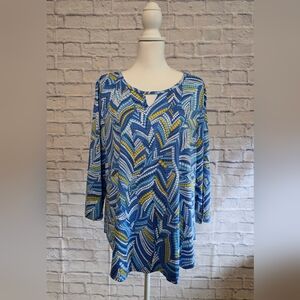 Vibrant Blue and Yellow Women's Tunic